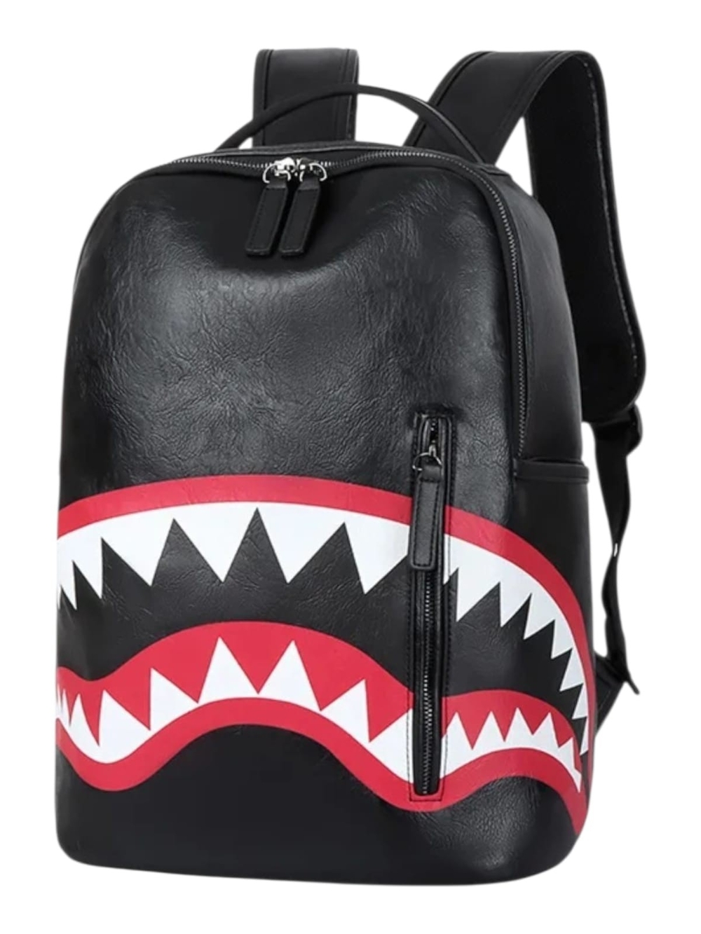 Black Shark-Graphic Backpack with Red Accent